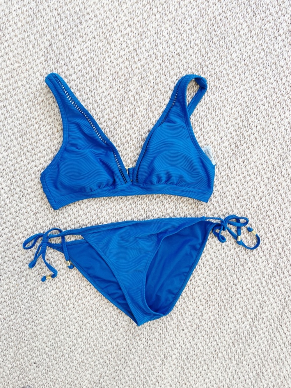 HEAT Swimwear Blue Textured Bikini Set Women’s S Top M Bottom